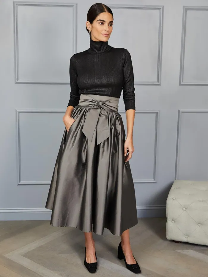 Skirts and Skorts Women JMcLaughlin Alex Silk Skirt RSVP X Steven Stolman Gunmetal