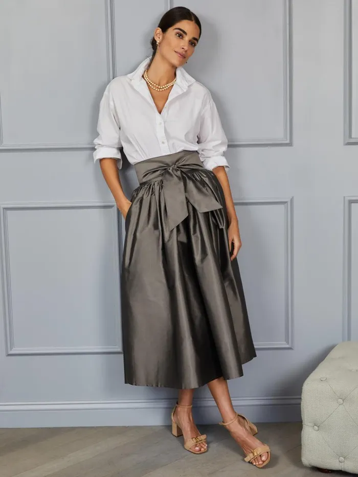 Skirts and Skorts Women JMcLaughlin Alex Silk Skirt RSVP X Steven Stolman Gunmetal