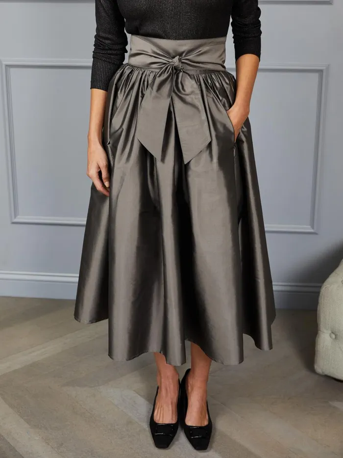 Skirts and Skorts Women JMcLaughlin Alex Silk Skirt RSVP X Steven Stolman Gunmetal