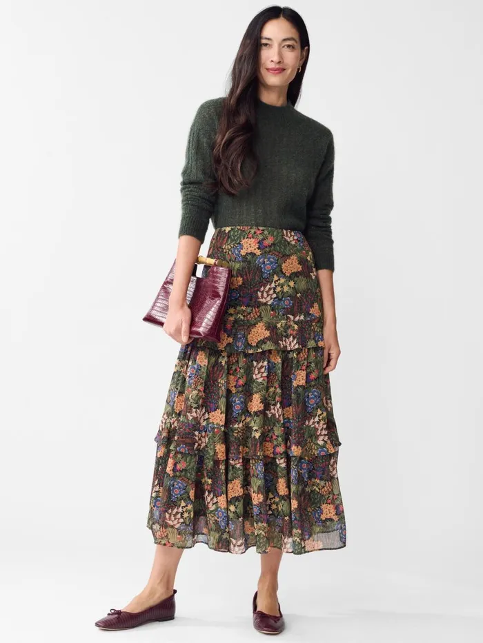 Skirts and Skorts Women JMcLaughlin Giulia Skirt In Verdant Garden Olivemulti