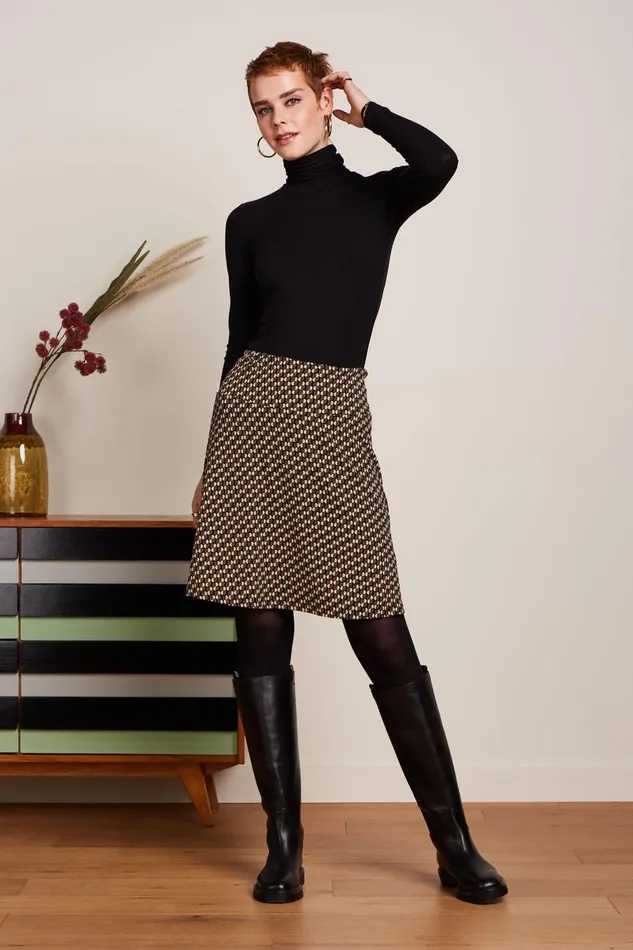 Skirts Women King Louie Border Skirt Lockett Black 8211 Lockett