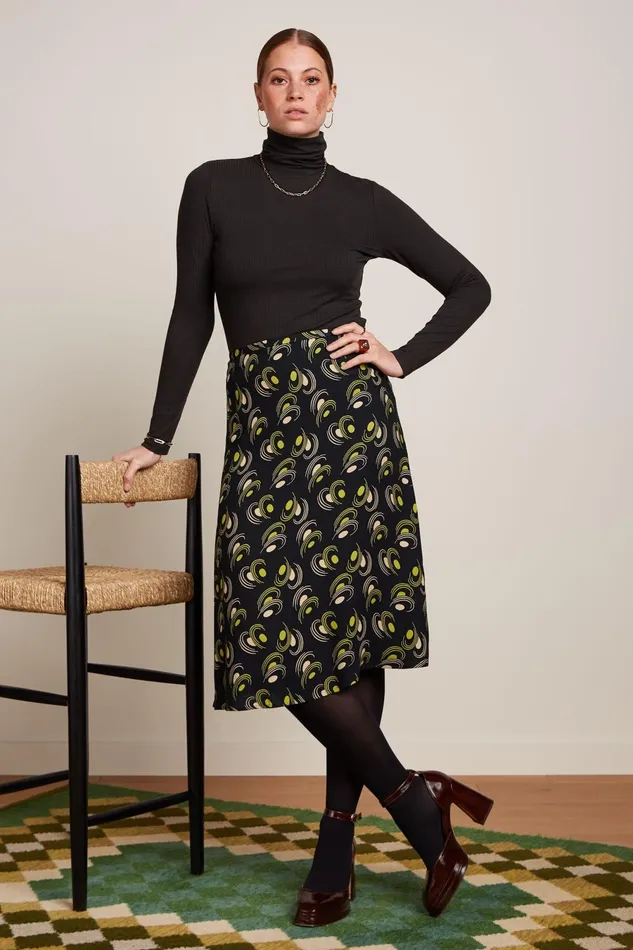 Skirts Women King Louie Juno Midi Skirt Beat Woodbine Green 8211 Beat