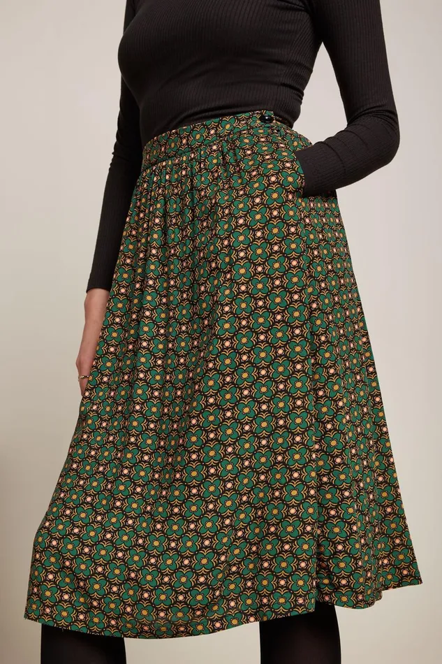 Skirts Women King Louie Layla Skirt Valley Peacock Green 8211 Valley
