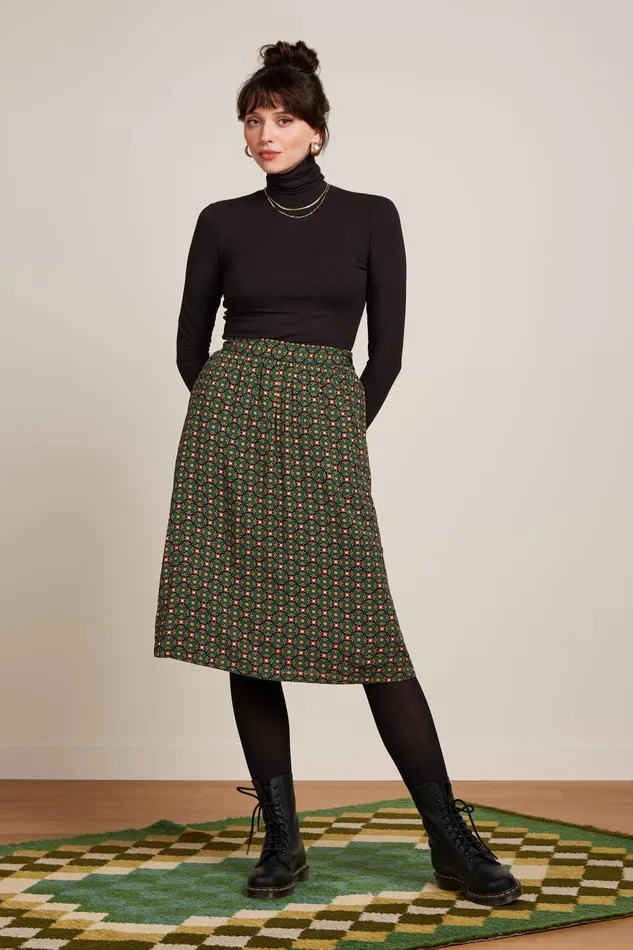 Skirts Women King Louie Layla Skirt Valley Peacock Green 8211 Valley
