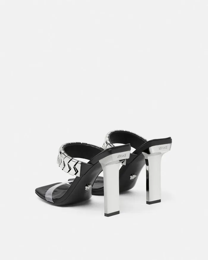Slice Mules 105 Mm Blacksilver Women Versace Sandals