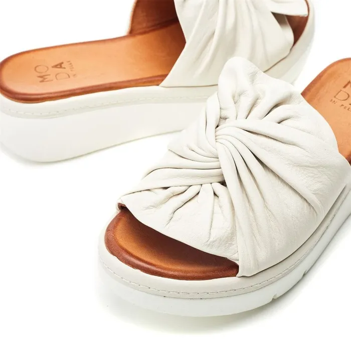 Slider Sandals Women Moda In Pelle Ollin Off White Leather