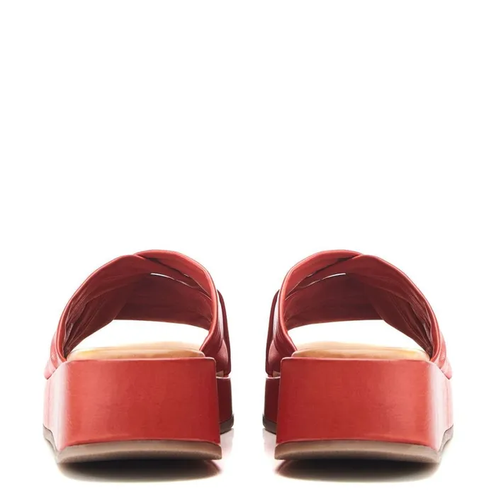 Slider Sandals Women Moda In Pelle Sh Grana Red Leather
