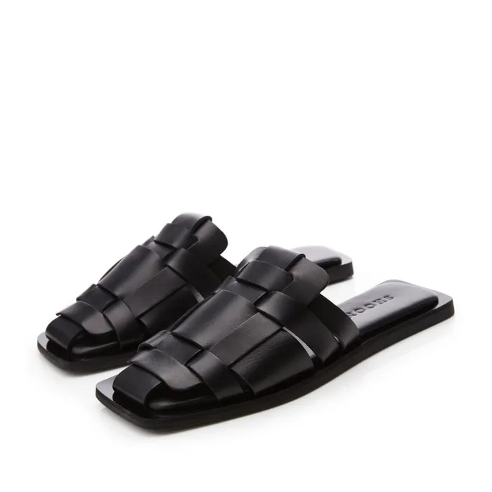 Slider Sandals Women Moda In Pelle Shoon Sh Akari Black Leather