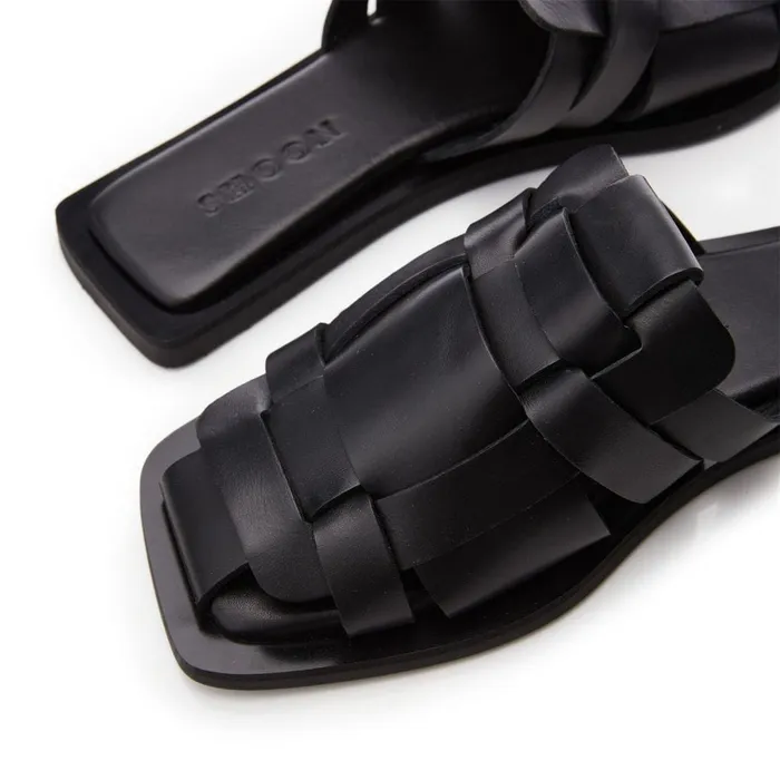 Slider Sandals Women Moda In Pelle Shoon Sh Akari Black Leather