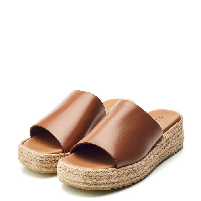 Slider Sandals Women Moda In Pelle Shoon Sh Astrid Tan Leather