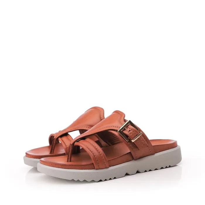Slider Sandals Women Moda In Pelle Shoon Sh Impost Tan Leather