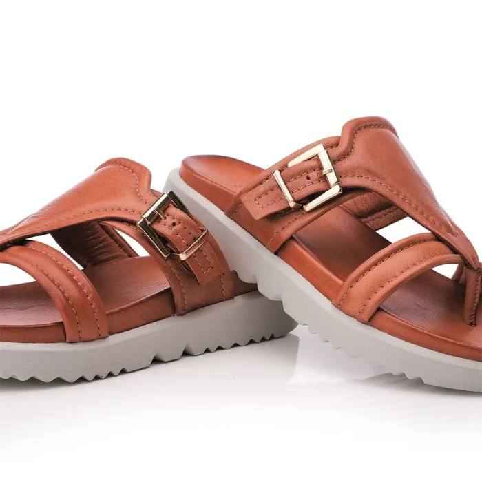 Slider Sandals Women Moda In Pelle Shoon Sh Impost Tan Leather