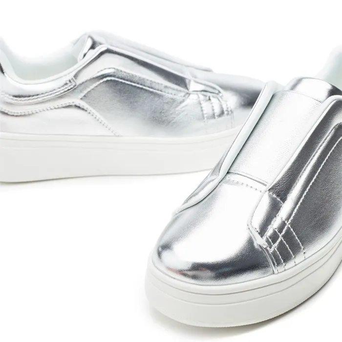 SlipOn Trainers Women Moda In Pelle Adaline Silver Porvair