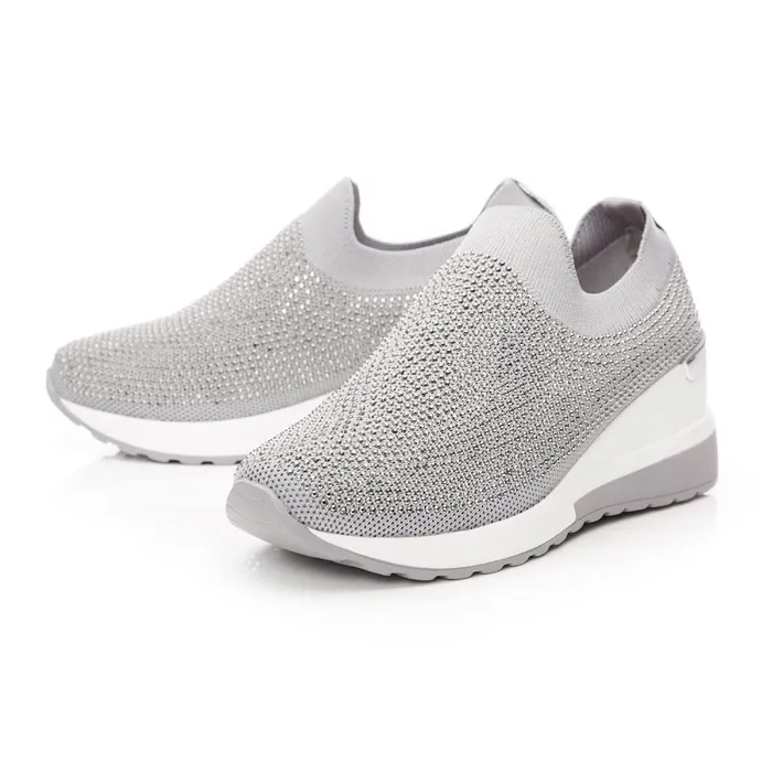 SlipOn Trainers Women Moda In Pelle Arolia Grey Textile