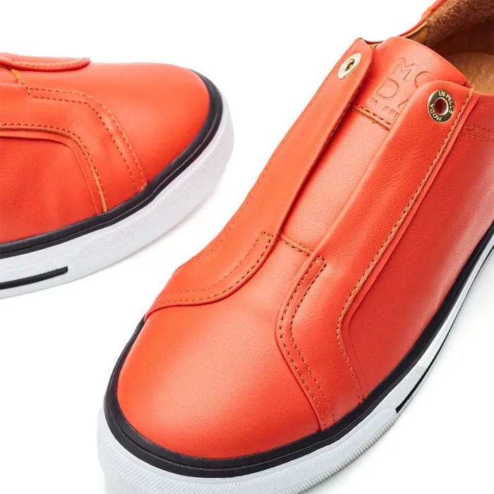 SlipOn Trainers Women Moda In Pelle Bennii Orange Leather