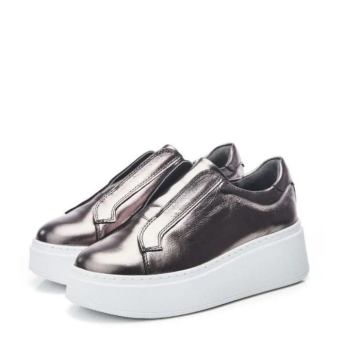 SlipOn Trainers Women Moda In Pelle Bsoleful BAxell Pewter Leather SlipOn Trainers Women Moda In Pelle Bsoleful BAxell Pewter Leather