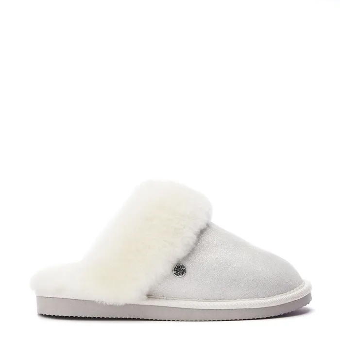 Slippers Women Moda In Pelle Nightfall White Metallic Suede