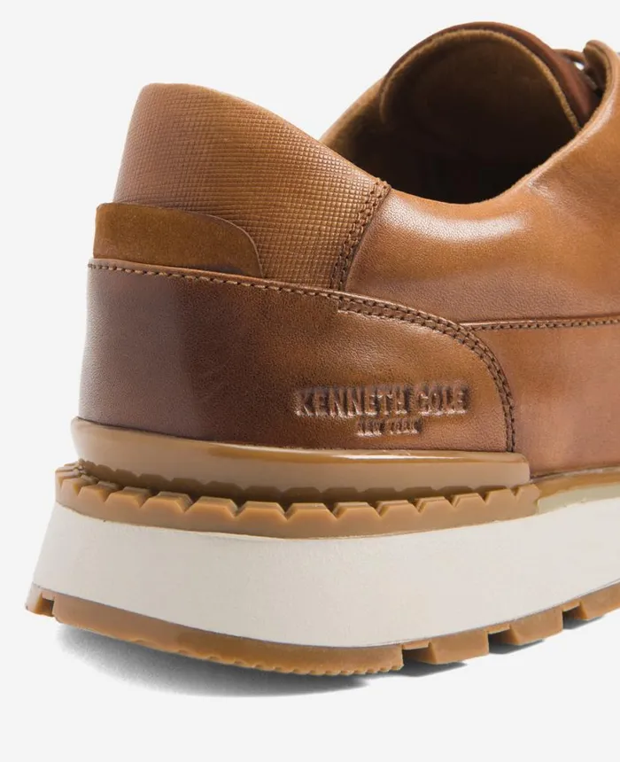 Sneakers Men Kenneth Cole Kev Leather LaceUp With TECHNICOLE Cognac