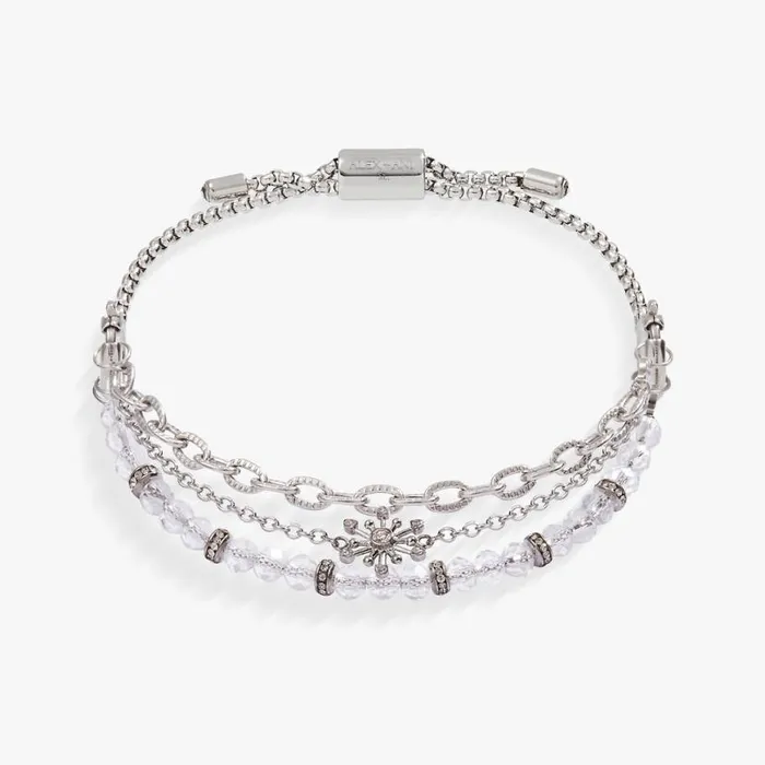 Snowflake Stranded Bracelet Set Stainless Steel Silver Women Alex And Ani Balance Harmony