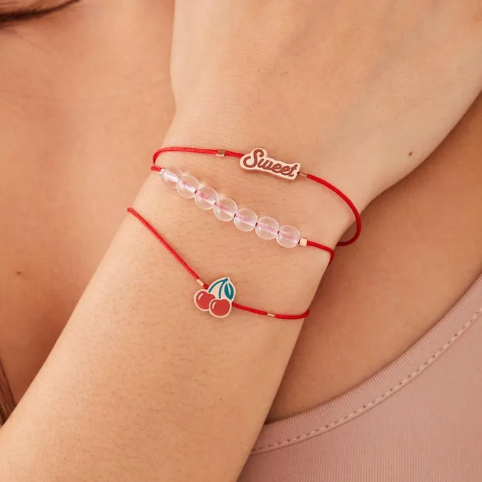 So Sweet Cherry Cord Bracelets Set Of 3 Shiny Rose Gold Women Alex And Ani Jewelry Sets