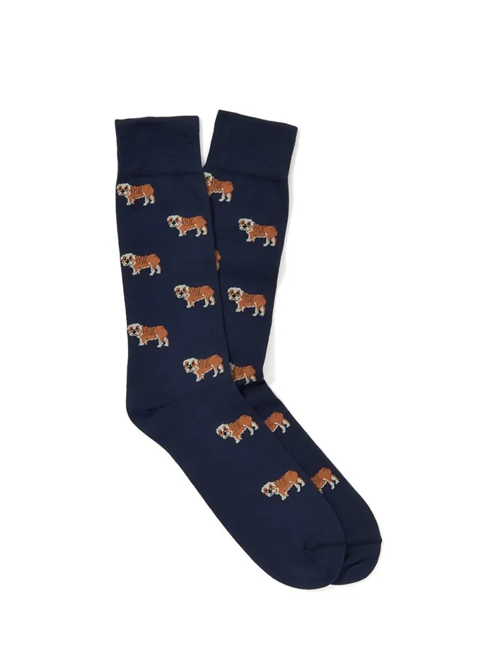 Socks Men JMcLaughlin Bulldog Socks Navytanwhite