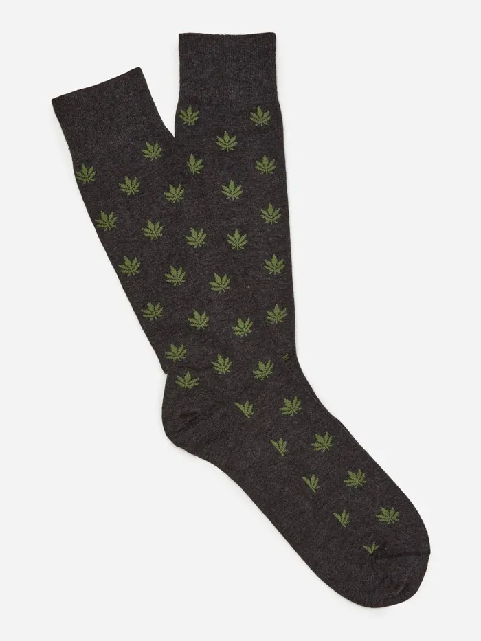Socks Men JMcLaughlin Socks In Marijuana Leaf Dark Heather Greygreen