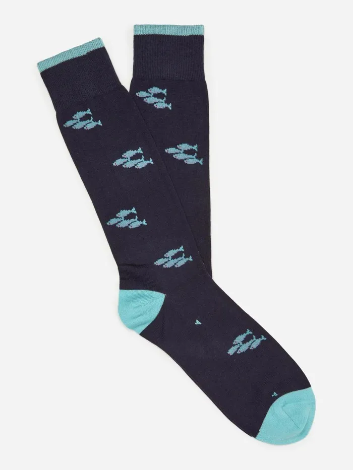 Socks Men JMcLaughlin Socks In School Of Fish Navy