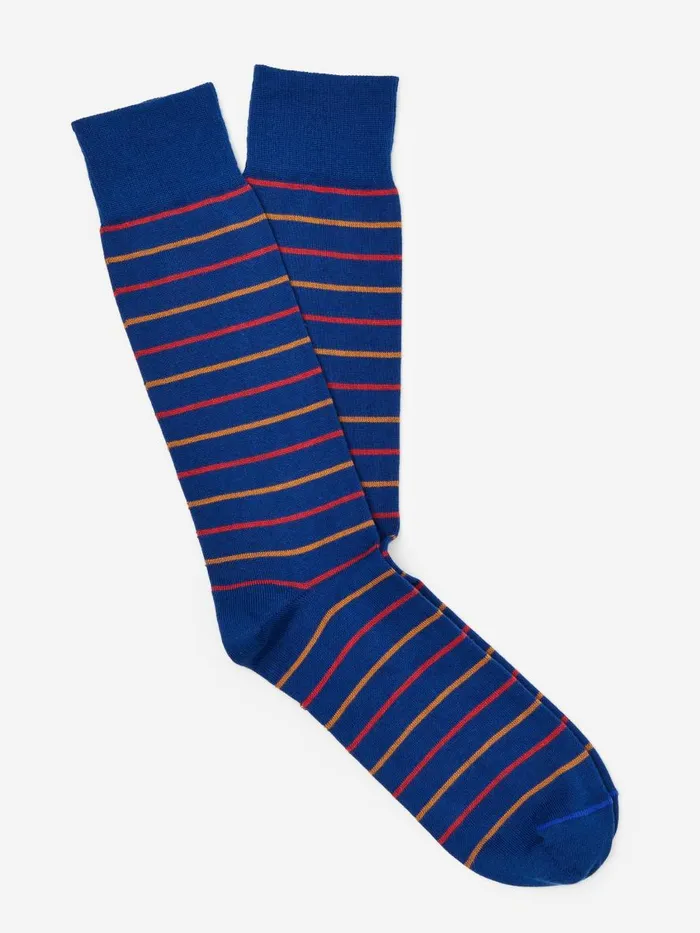 Socks Men JMcLaughlin Socks In Stripe Royal Blueredgold