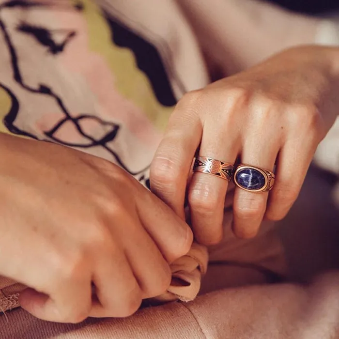 Sodalite Gemstone Signet Ring 55 Women Alex And Ani Fine Jewelry