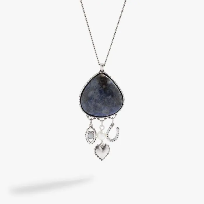 Sodalite Multicharm Necklace Antique Silver Women Alex And Ani Strength Protection Sodalite Multicharm Necklace Antique Silver Women Alex And Ani Strength Protection