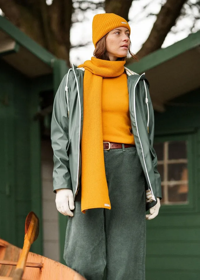 St Gabrielle Waterproof Patterned Rain Jacket With Fancy Drawstrings Armygreen Women Saint James Coats and Raincoats