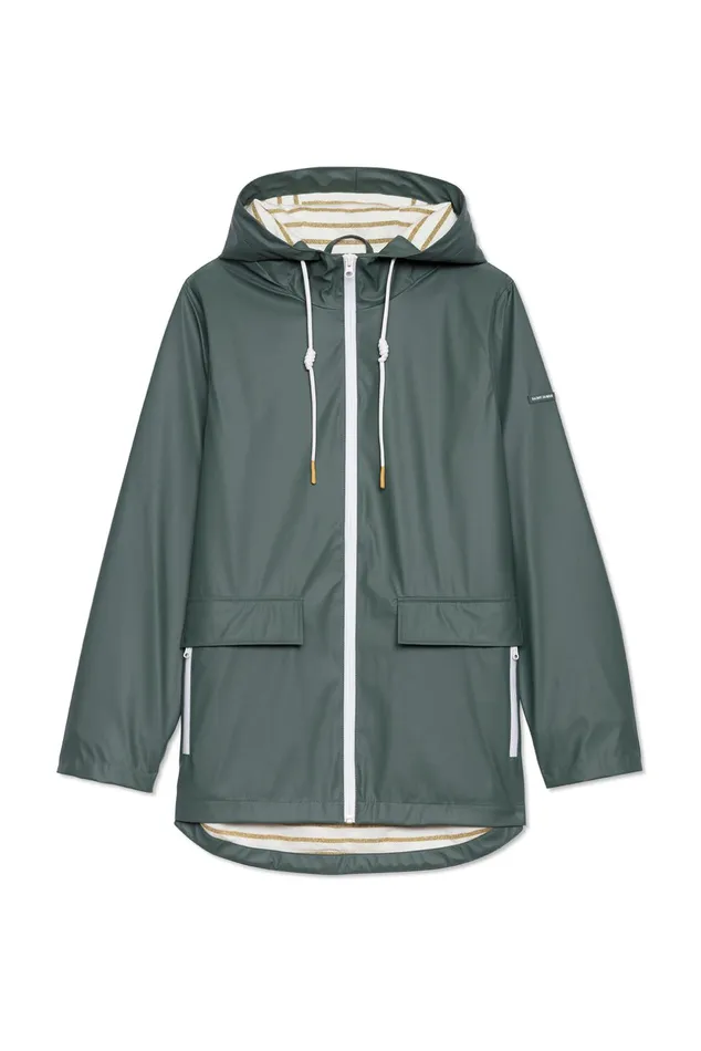 St Gabrielle Waterproof Patterned Rain Jacket With Fancy Drawstrings Armygreen Women Saint James Coats and Raincoats
