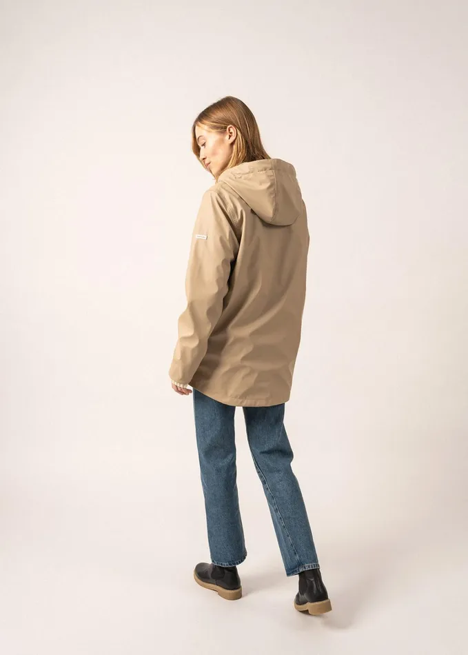 St Gabrielle Waterproof Patterned Rain Jacket With Fancy Drawstrings Oatmeal Women Saint James Aw24