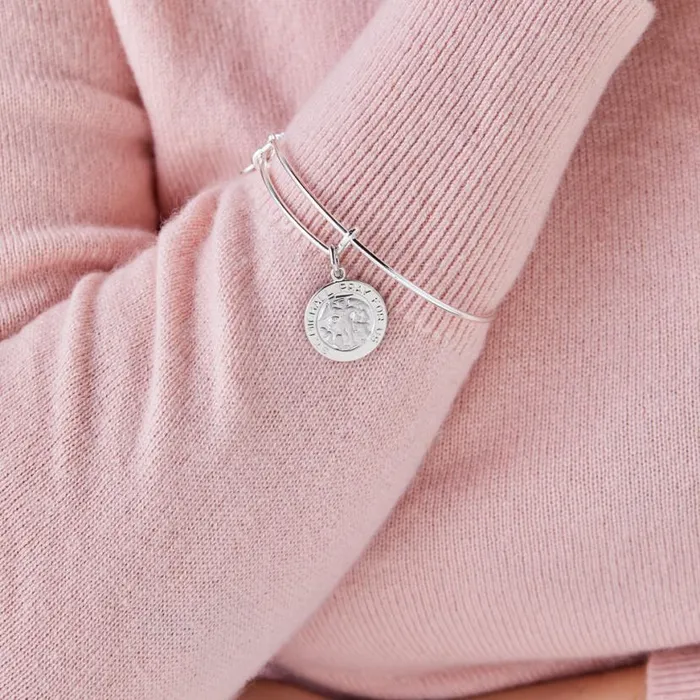 St Michael Charm Bangle Bracelet Shiny Silver Women Alex And Ani Strength Protection St Michael Charm Bangle Bracelet Shiny Silver Women Alex And Ani Strength Protection