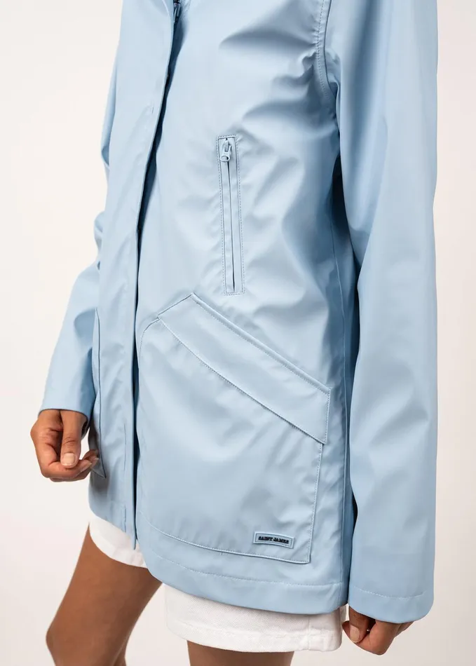 St Morgane Waterproof Raincoat With Hood Lightblue Women Saint James Coats and Raincoats