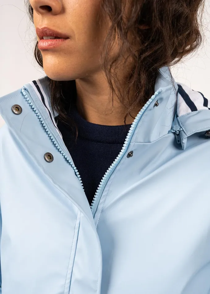 St Morgane Waterproof Raincoat With Hood Lightblue Women Saint James Coats and Raincoats