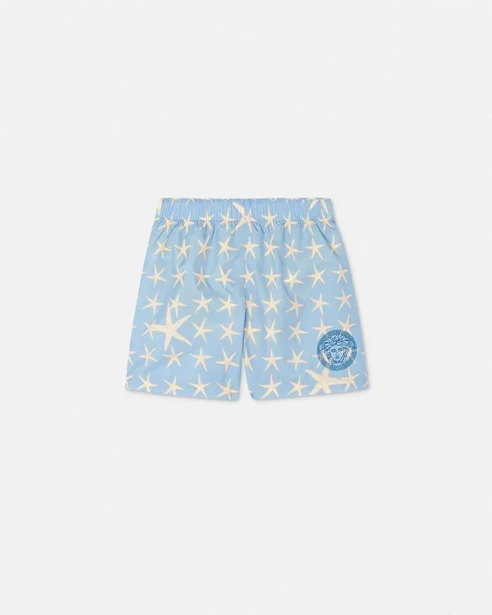 Stella Marina Kids Swim Shorts Light Blue Children Versace Beachwear