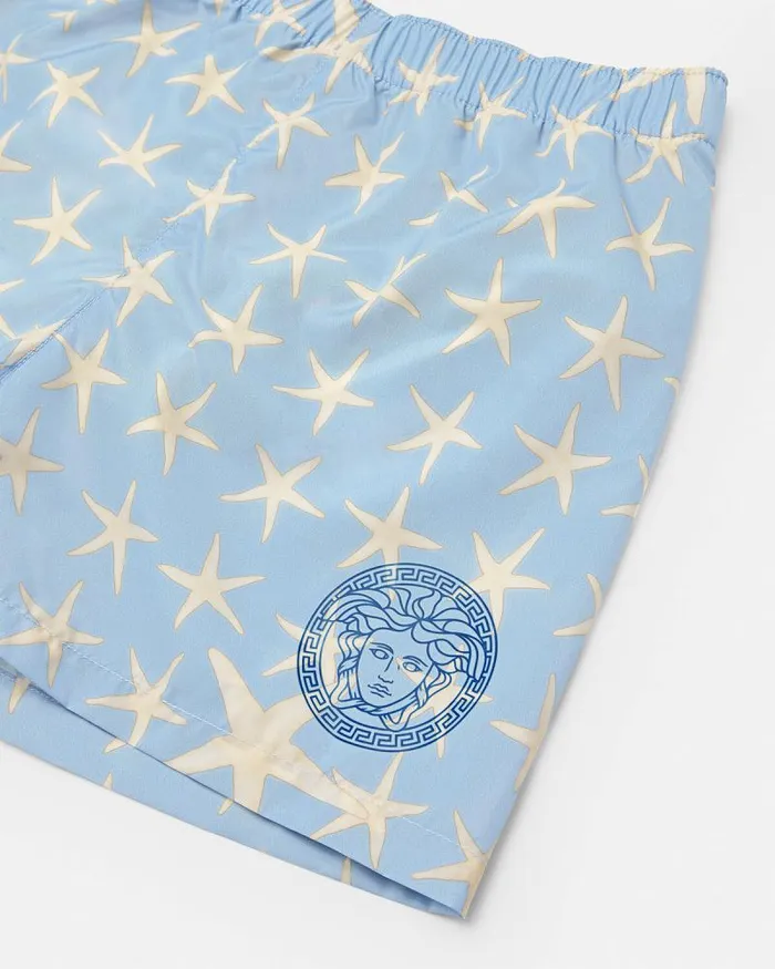 Stella Marina Kids Swim Shorts Light Blue Children Versace Beachwear