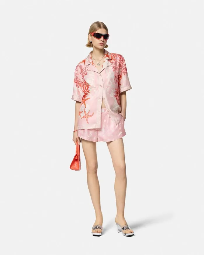 Stella Marina Silk Boxer Shorts White Women Versace Pants and Shorts