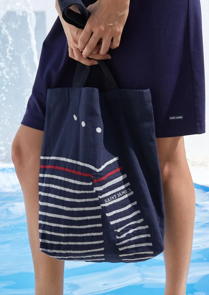Striped Tote Bag Tote Bag In Recycled Cotton Navyecru Men Saint James