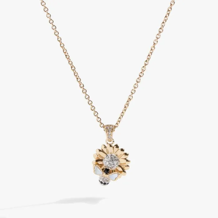 Sunflower and Bee Pendant Necklace Two Tone Women Alex And Ani Necklaces