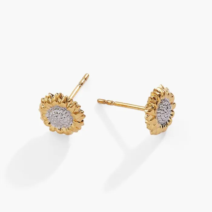 Sunflower Mini Stud Earrings Two Tone Women Alex And Ani Earrings