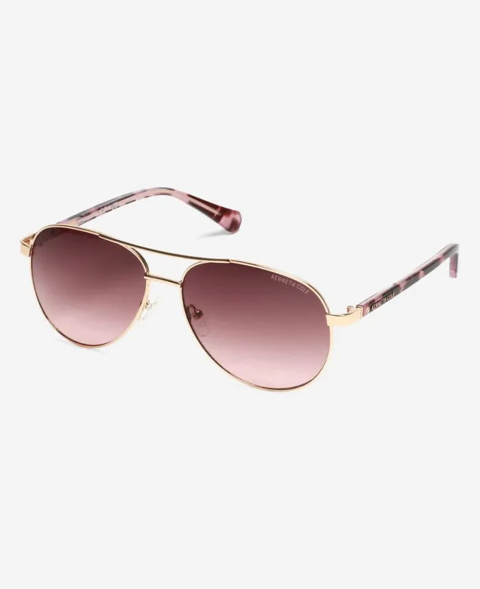 Sunglasses Women Kenneth Cole Metal Aviator Sunglasses Metallic