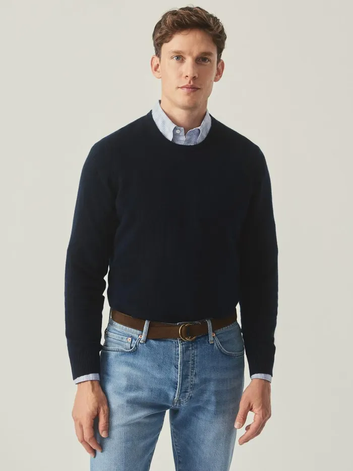 Sweaters Men JMcLaughlin Caldwell Cashmere Sweater Dark Navy