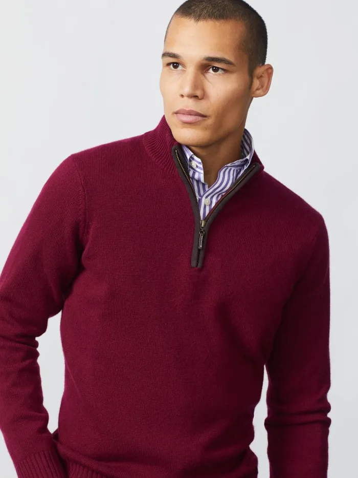 Sweaters Men JMcLaughlin Tate Cashmere Sweater Heather Wine