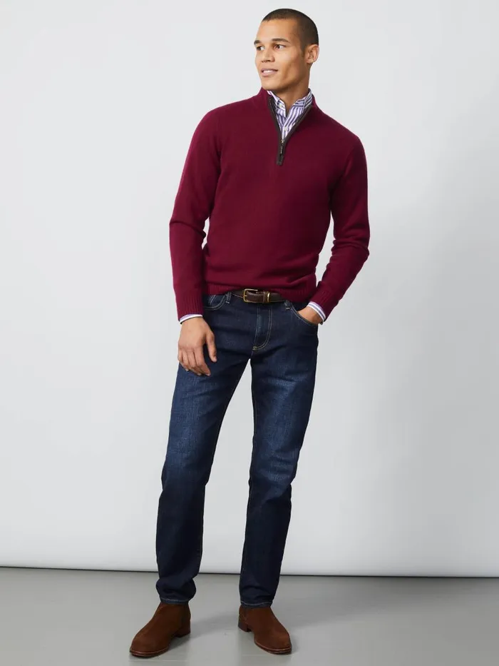 Sweaters Men JMcLaughlin Tate Cashmere Sweater Heather Wine