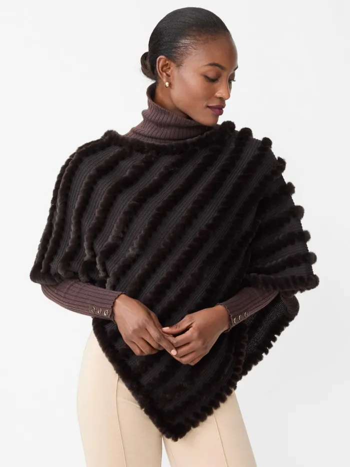 Sweaters Women JMcLaughlin Cortina Faux Fur Poncho Dark Brown Sweaters Women JMcLaughlin Cortina Faux Fur Poncho Dark Brown