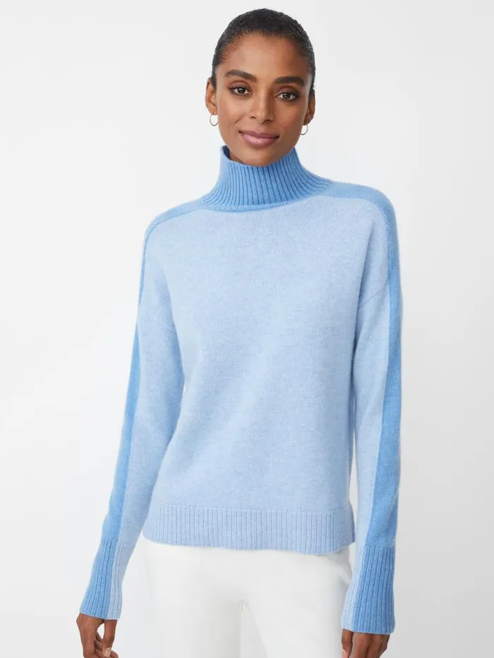 Sweaters Women JMcLaughlin Dina Cashmere Turtleneck In Color Block Blue Tonal Sweaters Women JMcLaughlin Dina Cashmere Turtleneck In Color Block Blue Tonal