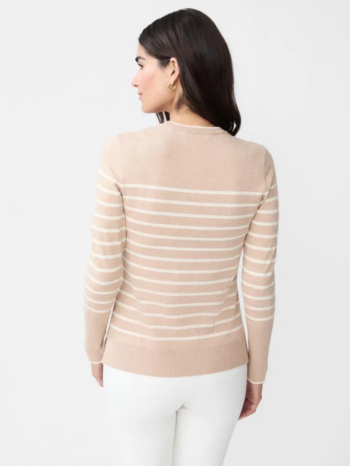 Sweaters Women JMcLaughlin Poet Sweater In Stripe Cameloff White Sweaters Women JMcLaughlin Poet Sweater In Stripe Cameloff White
