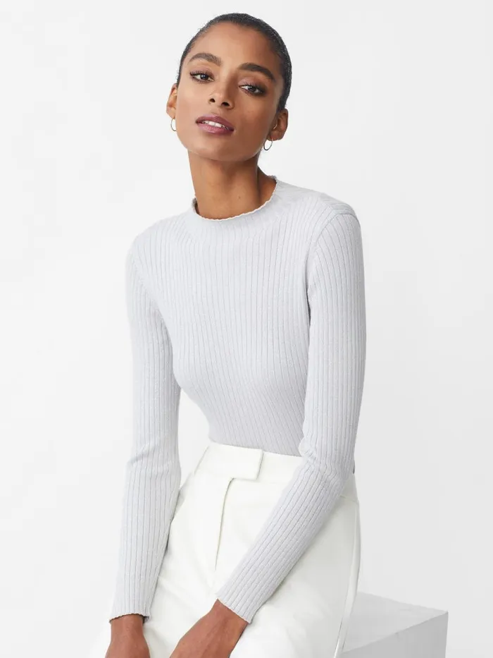 Sweaters Women JMcLaughlin Sylvana Metallic Sweater Silver Sweaters Women JMcLaughlin Sylvana Metallic Sweater Silver